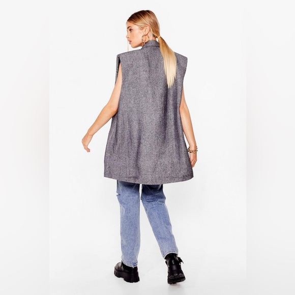 NWOT Nasty Gal Five O'Clock Somewhere Longline Blazer Herringbone Size 6 - Picture 7 of 15